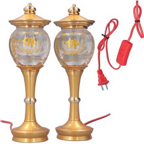 2 Bougies de Temple Bouddhiste, Lampe de Décor Maison, Fournitures de Culte Bouddha, Prise CN, 250V (1/5)