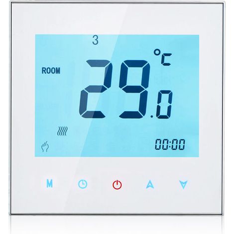 Termostato con pantalla táctil LCD para calentador de agua, programable semanalmente, 5 A, 95–240 V CA, control preciso de la temperatura ambiente.