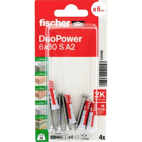 Tasselli Duopower 6x30 S A2 K 4 pz. FISCHER 535486 (1/5)