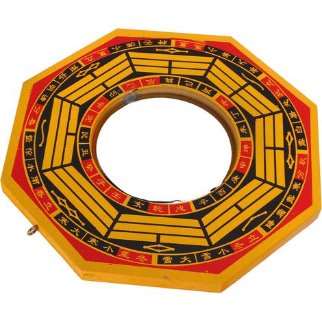 Miroir Feng Shui Bagua 20 cm en Bois Métallisé, Décoration Murale Chinoise pour Maison (1/5)