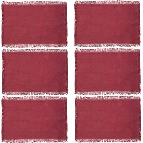 Lot de 6 sets de table en coton avec franges MAHA
