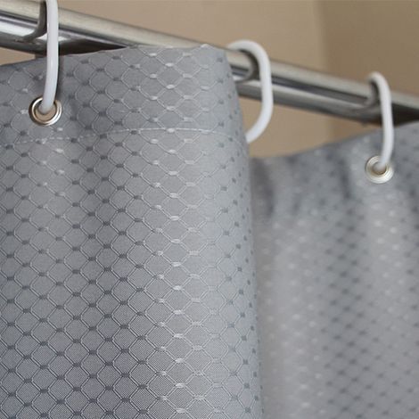 1 cortina de ducha de 120x180 cm (gris), lavable, impermeable, antimoho, de tela de poliéster (1/5)