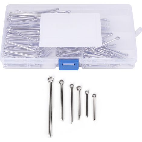Kit d'épingles fendues en acier inoxydable - 340 pièces, assortiment de fixations industrielles