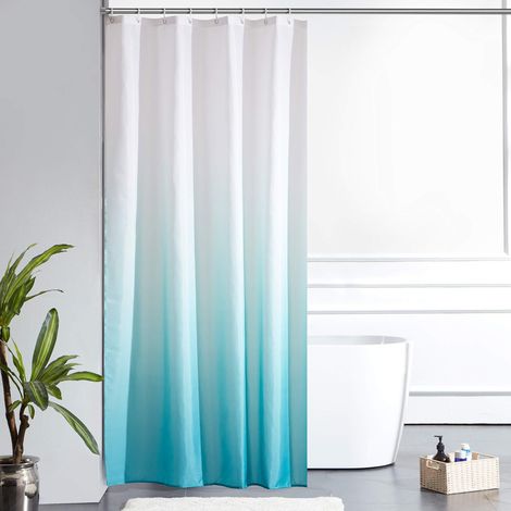 Rideau de Douche Anti Moisissure Tissu Lavable 120x200cm Long Rideau de Bain Imperméable en Polyester avec 8 Crochets de Rideau Douche Original Turquoise Dégradé (1/5)