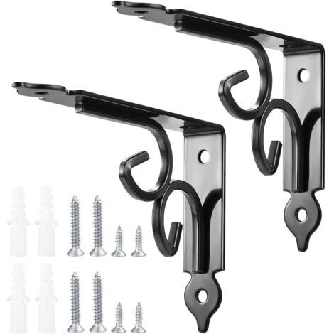 2 Pièces Équerre pour Étagere Murale, Supports Étagère Murale, Triangulaires 90 Degrés Équerre de Fixation, Support Angle Métal pour Étagère de Livres, Cuisine - Noir