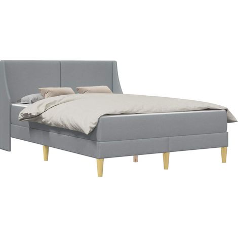 Bed Frame with Mattress Light Grey 140 x 200 cm Polyester vidaXL (1/5)