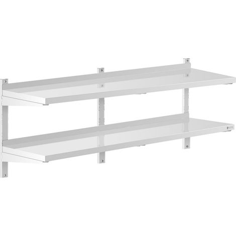 Estantería de pared profesional 2 estantes 40 x 150 cm acero inoxidable 140001554 (1/3)