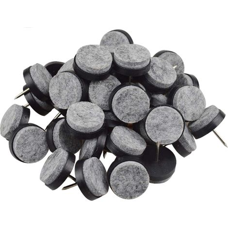 Paquete de 40 almohadillas de fieltro redondas resistentes con clavos para patas de muebles, sillas, mesas y protectores de suelo, deslizamiento suave (negras, diámetro de la almohadilla: 20 mm)