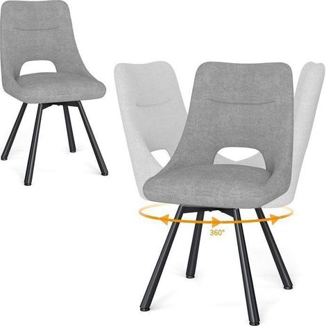 WAFTING Chaise Pivotante à 360°, Lot de 2 Chaises de Salle à Manger Scandinave, Chaises de Cuisine avec Pieds en Métal, Gris (1/5)