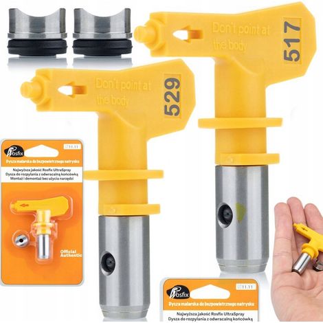 Rosfix Set Ultra Spray 517 & 529 – Sprühdüsen für Airless Farbspritzgerät  25–30 cm Sprühbreite  Für Acryl, Latex, Fassadenfarbe  Langlebig & Präzise  Lackierzubehör