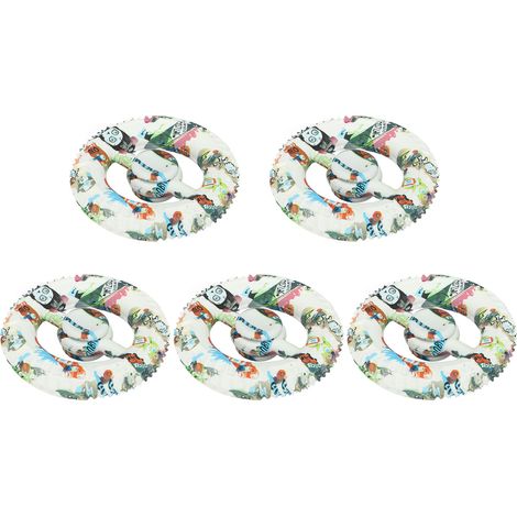 Lot 5 bagues de poignet rondes imprimées en silicone, jouet anti-stress pour doigts, entraînement de rééducation à domicile, crâne vert (1/5)