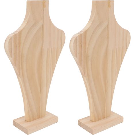 Présentoir à colliers en bois en 2 pièces, en forme de vase, présentoir à bijoux léger en bois massif, adapté à une utilisation domestique et professionnelle. (1/5)