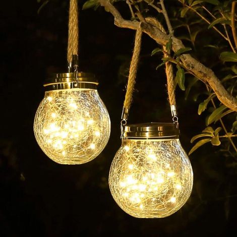 lampes solaires d'extérieur 2 PCS, lanterne d'extérieur à 20 LED, décoration de jardin étanche, éclairage de cour, lumière chaude (1/5)
