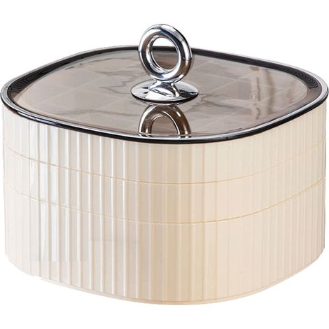 Coffret de rangement bijoux 3 étages en ABS, organisateur transparent pour boucles d'oreilles, colliers, montres et cosmétiques pour femmes et filles (1/5)