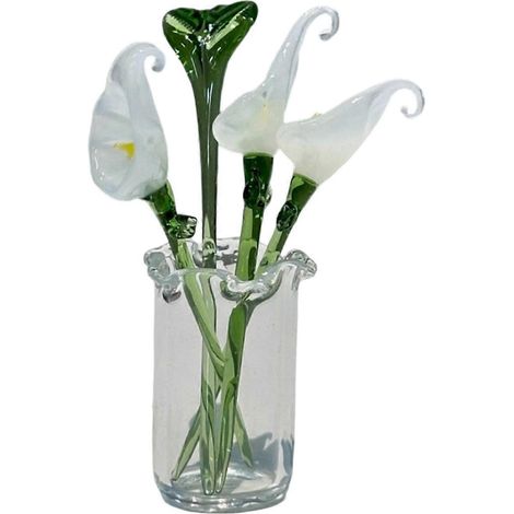 1 Bouquet de fleurs en verre avec vase et mini-fleurs soufflées à la main pour la décoration du salon - Q (1/4)