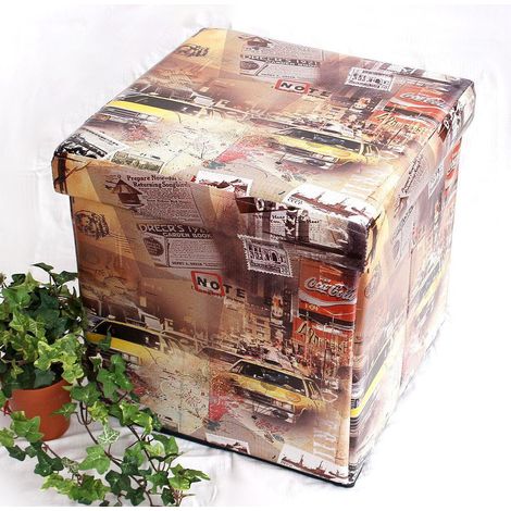Hocker aus Kunstleder Sitzhocker 2009 Aufbewahrungsbox 40 cm Sitzwürfel Truhe
