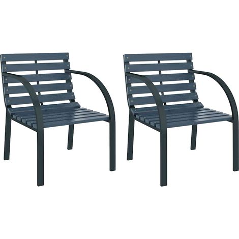 vidaXL Sedie da Giardino 2 pz Grigie in Legno (1/5)
