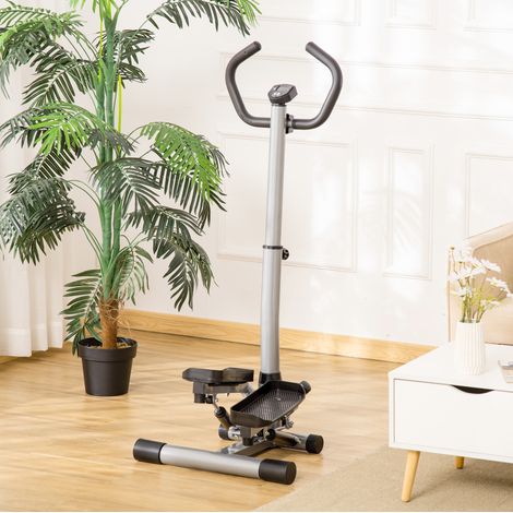 Stepper fitness con manubrio regolabile, display LCD, nero (1/5)