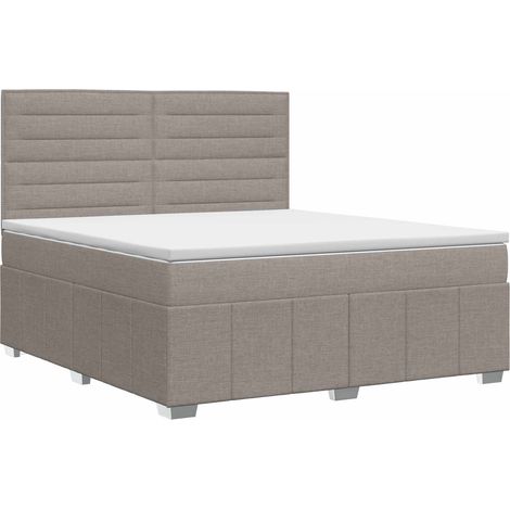 Maison Exclusive - Letto box spring con materasso Tortora 140 x 190 cm Tessuto (1/5)