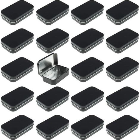 20-teiliges Set schwarzer, rechteckiger Aufbewahrungsboxen aus Metall mit Scharnieren, 95 x 60 x 20 mm (1/5)