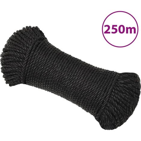 Corde de travail noire, 3 mm, 250 m, polypropylène (1/5)