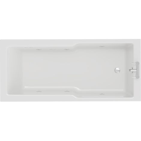 Square 1700mm x 750mm 6 Jet Chrome Flat Jet Single Ended Whirlpool Bath (1/5)