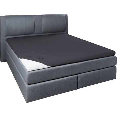 Vario Jersey-Spannbetttuch Elasthan für Topper anthrazit, 150 x 200 cm Spannbettlaken (1/2)