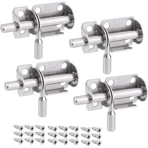 Lot de 4 verrous de porte coulissante en acier inox – Serrures intérieures et extérieures – Installation bilatérale – Résistance à la corrosion (1/5)