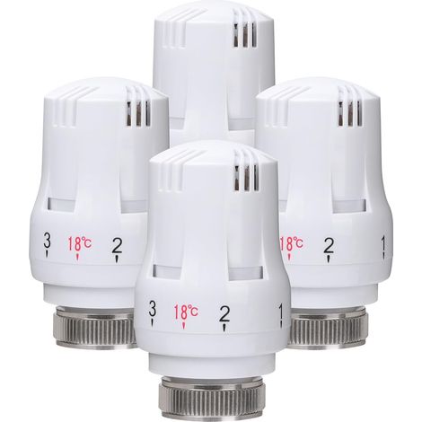 Lot de 4 têtes thermostatiques de radiateur pour filetage M30 x 1,5 - Tête thermostatique de rechange - Pour la maison et le bureau (1/5)