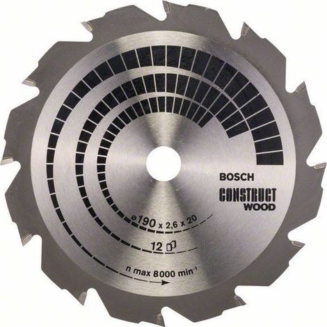 Lame de scie circulaire Bosch Construct Wood FWF 190x2,6x20 12Z - 3165140373838 (1/5)