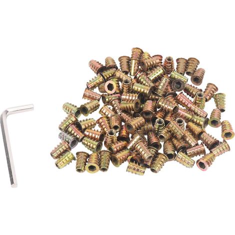 100 Vis M6x15mm à Bois avec Écrous Filetés pour Meubles, Lot de Fixations (1/5)