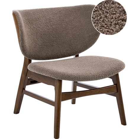 Sillón de estilo tradicional asiento tapizado de bouclé marrón oscuro y gris pardo Day