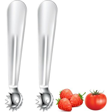 Spremi pomodori, confezione da 2, in acciaio inossidabile, multifunzione, con manico ergonomico, ideale per pomodori, fragole, mele, angurie e meloni. (1/5)
