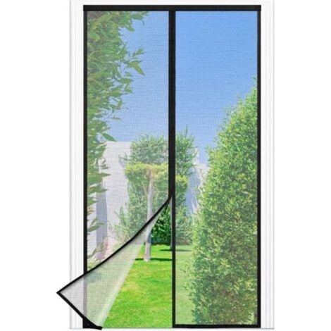 Mosquitera para puertas y ventanas, 90 x 210 cm - Mosquitera negra de malla fina, cierre automático, mosquitera magnética para puertas y ventanas. (1/5)