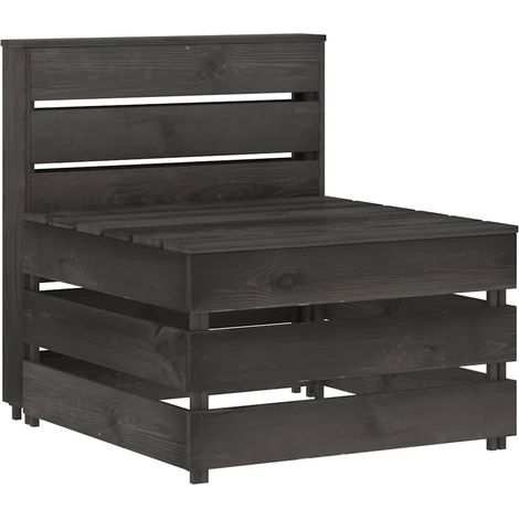 Canapé central palette de jardin gris bois de pin imprégné (1/5)