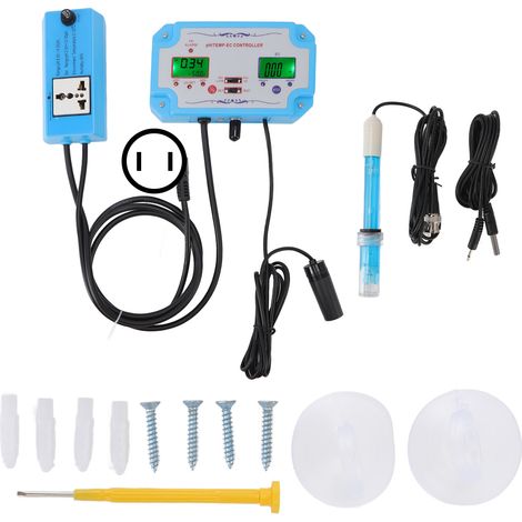 Analyseur qualité eau 3 en 1 PH EC TEMP, sonde BNC, testeur pH-mètre conductivité température, prise US 110V, moniteur de piscine (1/5)