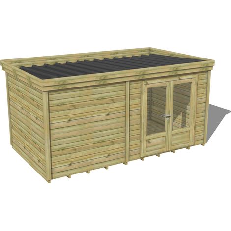 ABRI DE JARDIN bois traité 27mm, 4,7x2,6m, 12m2, Plancher