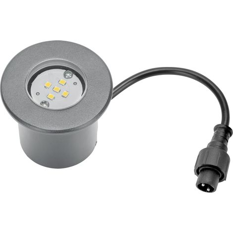 Spot LED encastrable au sol en aluminium pour système 24 V (avec fiche M12, 3000 K, IP67) - Anthracite (1/3)