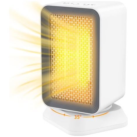 Chauffage Soufflant, Chauffage electrique céramique 900W/1000W, 3 Modes, Oscillation à 35°,1-2-4H Minuterie, Protection multiple, Radiateur Soufflant Compact pour bureau, chambre, salon (1/5)