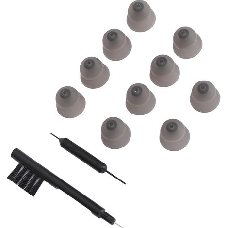 10 embouts auriculaires noirs en silicone double couche à dôme fermé avec brosse de nettoyage pour aide auditive Resound (1/5)