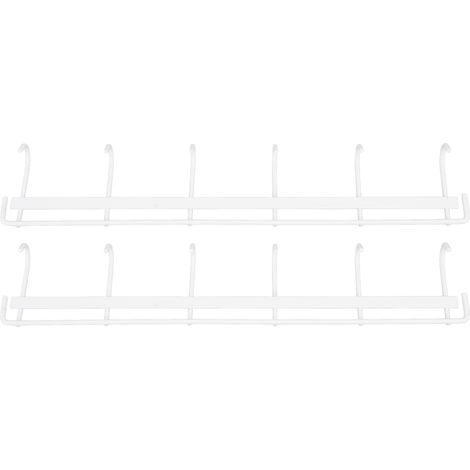 2 crochets muraux en acier inoxydable blanc, barre à vêtements suspendue avec 6 crochets pour manteaux, serviettes et chapeaux (1/5)
