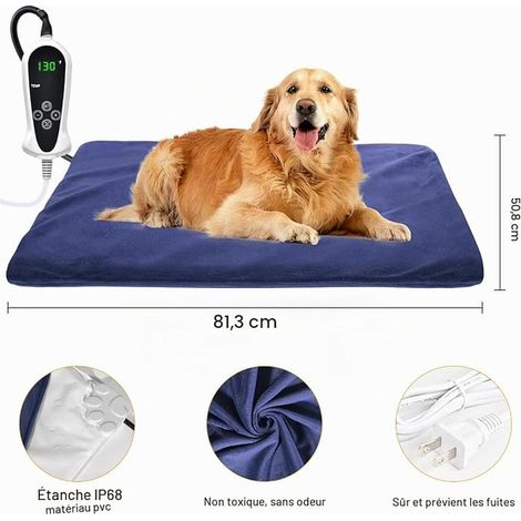 Coussin Chauffant pour Animaux de Compagnie, Grand pour Chien et Chat Coussin Chauffant électrique pour Chiens et Chats Tapis Chauffant d'intérieur(81x50cm) (1/4)