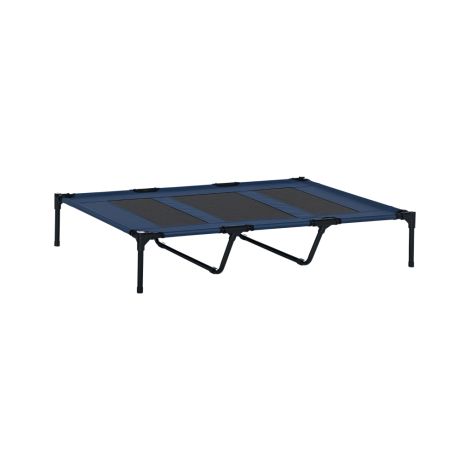 Panier pliable pour chien, panier d'extérieur surélevé, 122 cm x 92 cm x 23 cm, bleu et noir