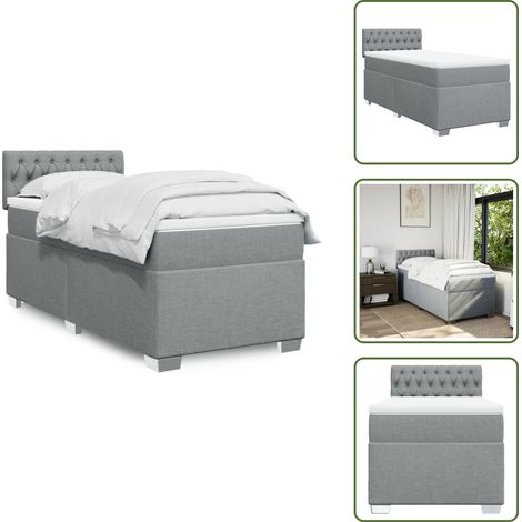 Boxspringbett mit Matratze Hellgrau 90x200 cm Stoff - Boxspringbett - Doppelbett - Schlafsystem - Bettsofa - Lattenrost (1/5)