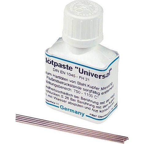 Banyo – Kit de soudo-brasage laiton – 4 baguettes L-CuZn40 DIN 8513 – Pâte décapante 25g DIN EN 1045-FH 21 – Température de fusion 950°C