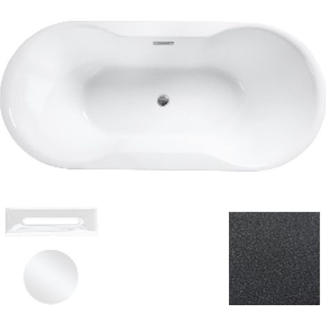 Baignoire îlot glam graphite avec bonde blanc AMBER 170x80 (1/2)