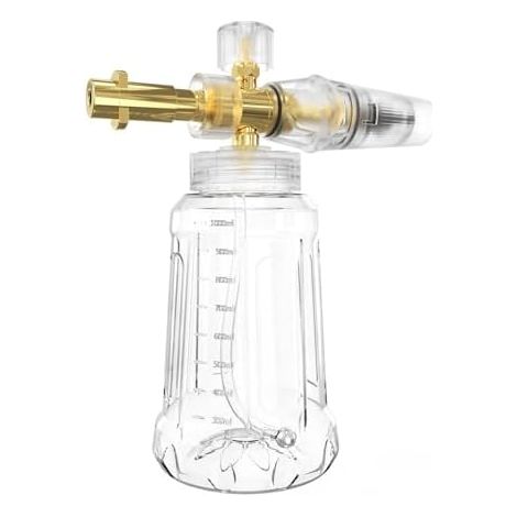 Canon à Mousse pour Nettoyeur Haute Pression 1L, Lance Neige Réglable Pistolet Lavage de Voiture Karcher K2 K3 K4 K5 K6 K7 Blanc A (1/5)