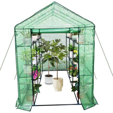 Serre en Film Plastique - Abri de Jardin avec étagère - Serre à tomates - en Film Plastique - pour tomates, légumes, Fruits, Fleurs (1/5)