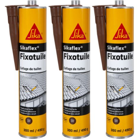 Lot de 3 mastic-colles souples SIKA Sika Fixotuile - Terre cuite - 300ml