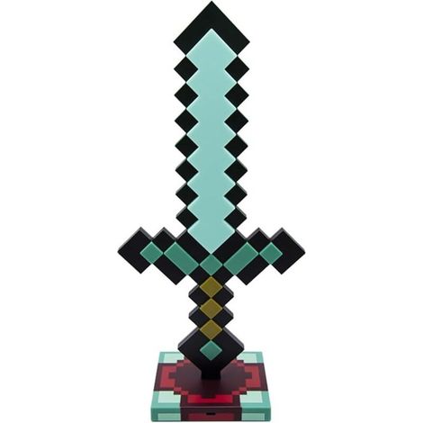 Diamond sword-shaped decorative keychain, changes between 7 colors, includes a base, keychain ring, and charging cable. [Energy efficiency rating: A]